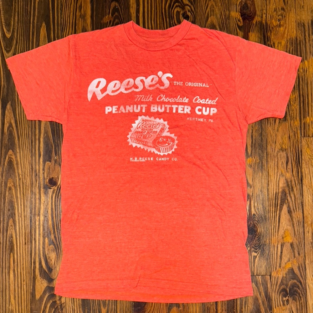 Savvy Reese’s Peanut Butter Cup White and Orange Short Sleeve Tee